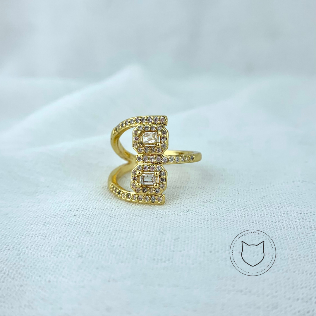 ANILLO DE BAÑO DE ORO Y CRISTALES TALLA 6 AN2718G31