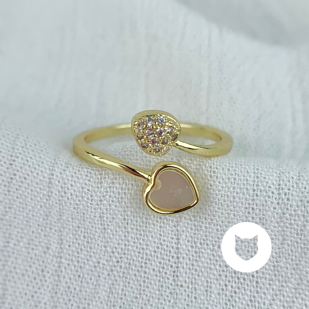 ANILLO DE BAÑO DE ORO Y CRISTALES CORAZÓN AN3451G32