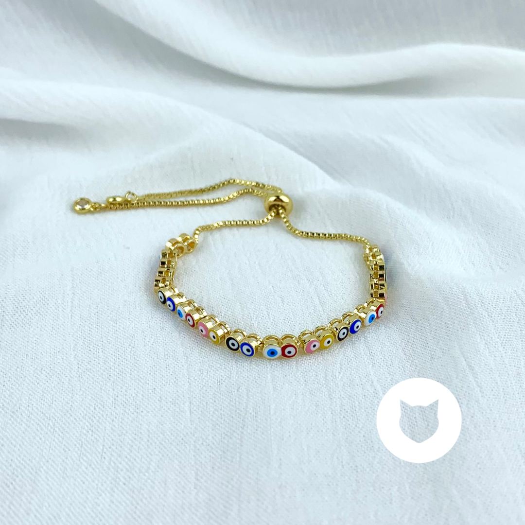 PULSERA DE BAÑO DE ORO OJOS TURCOS PU1661G25