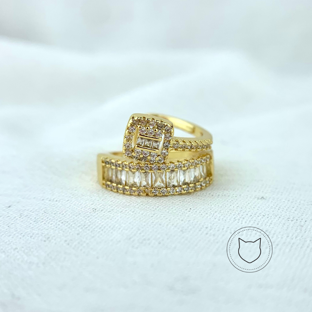 ANILLO DE BAÑO DE ORO Y CRISTALES TALLA 7 AN2668G30