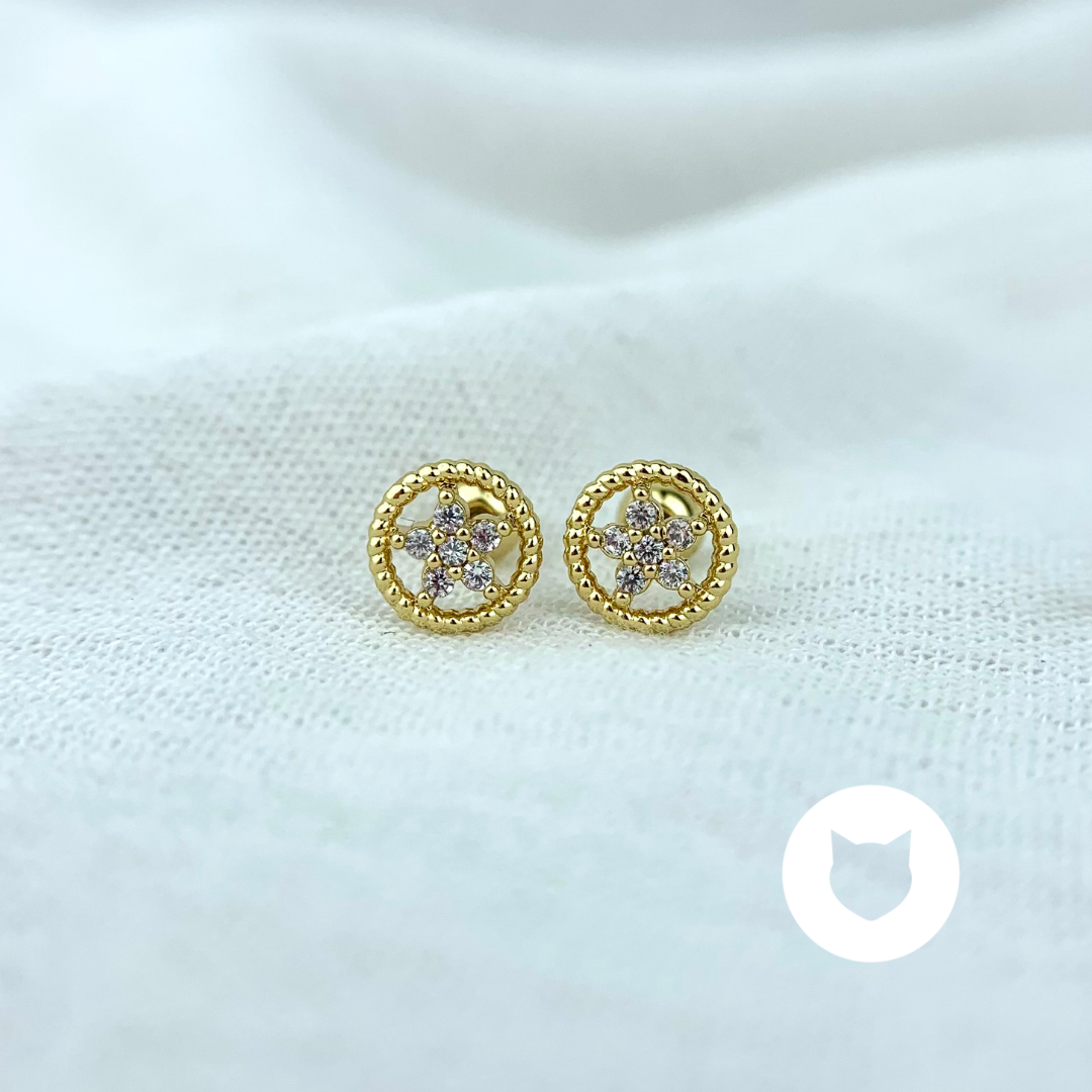 ARETES DE BAÑO DE ORO Y CRISTALES AB0378G25