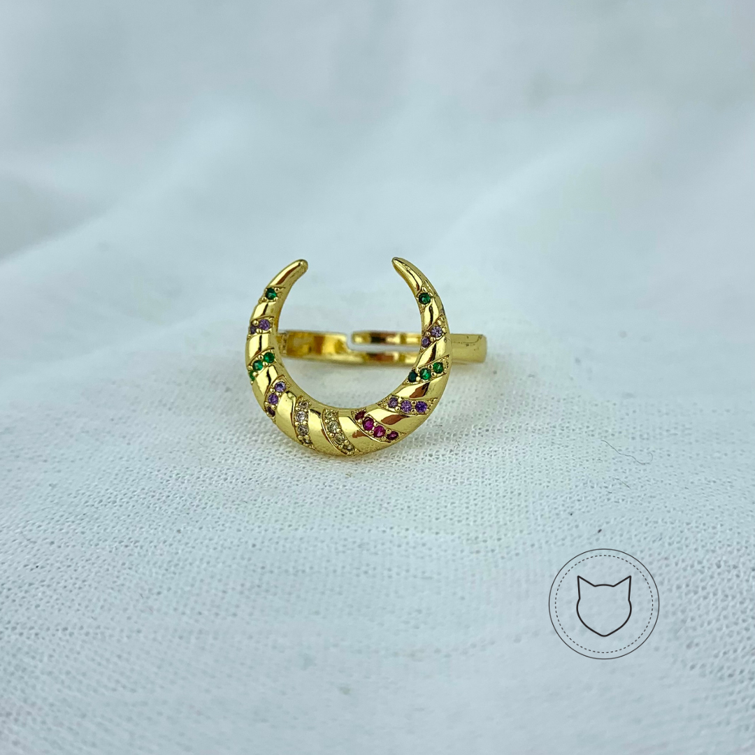 ANILLO DE BAÑO DE ORO Y CRISTALES TALLA 6 AN2771G50
