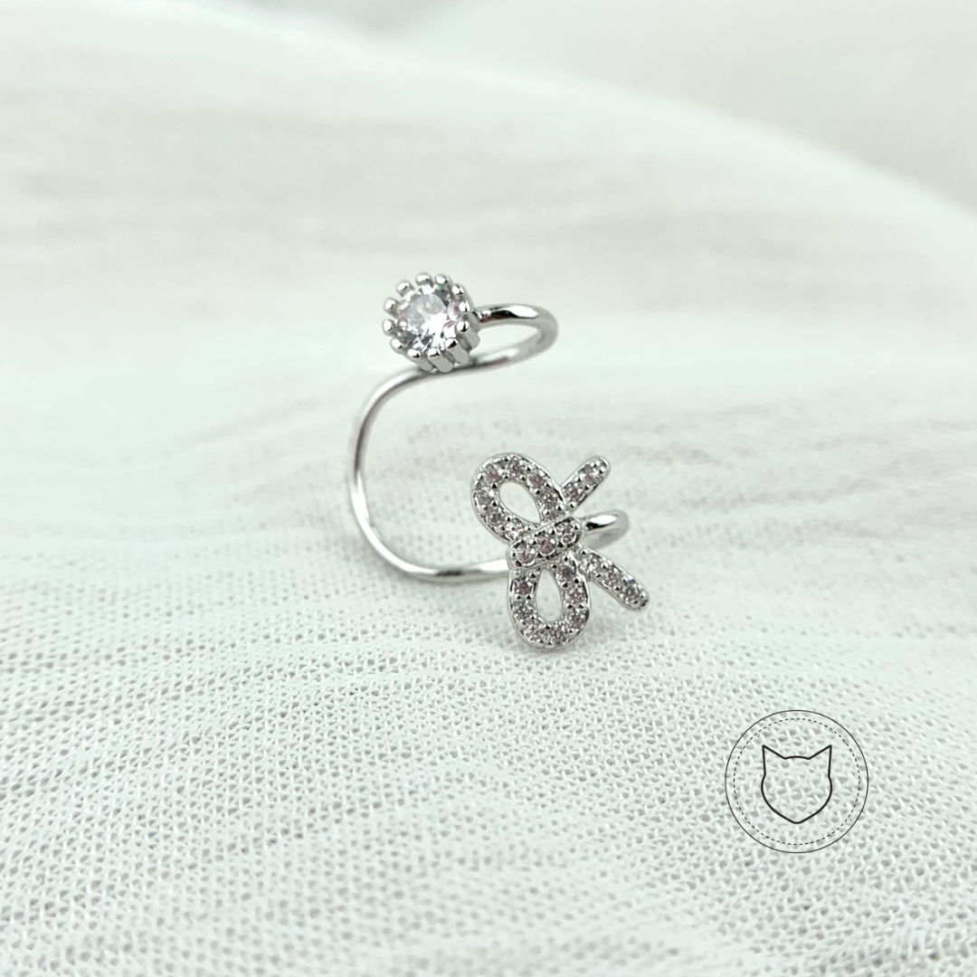 EARCUFF DE PLATA 925 RODINADA Y CRISTALES EA0496L31