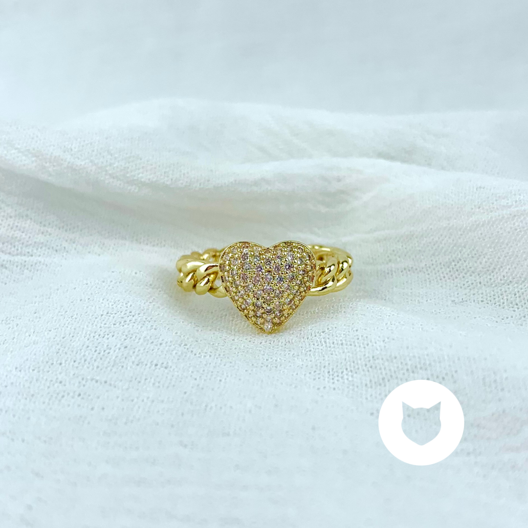 ANILLO DE BAÑO DE ORO Y CRISTALES CORAZÓN AN3323G30