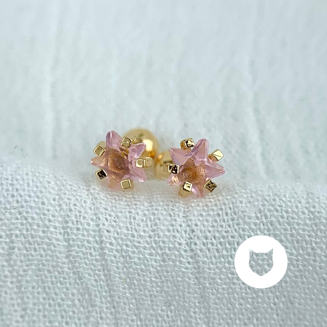 ARETES DE BAÑO DE ORO Y CRISTALES ESTRELLAS AB0433G27