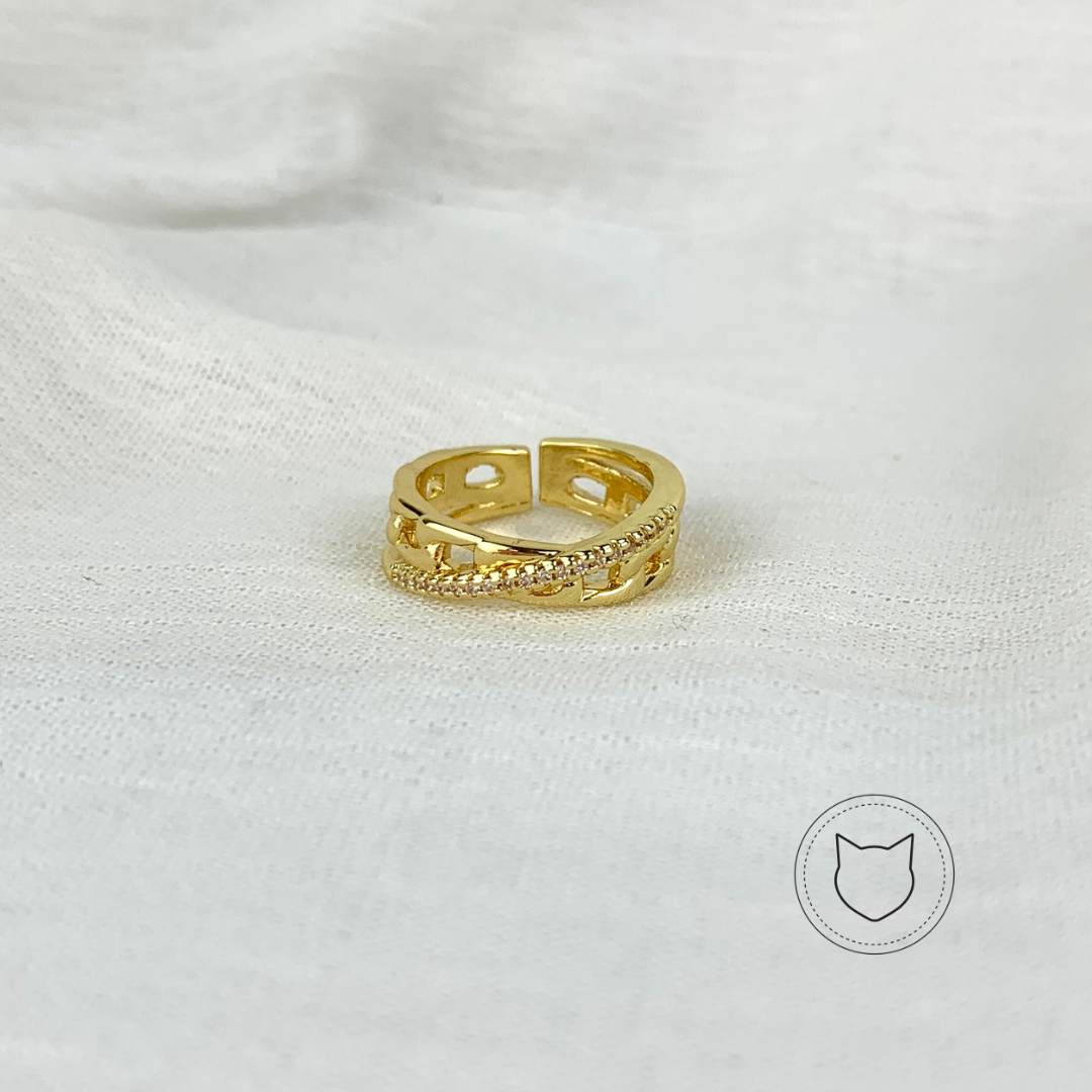 ANILLO DE BAÑO DE ORO Y CRISTALES TALLA 5.5 AN2154G50