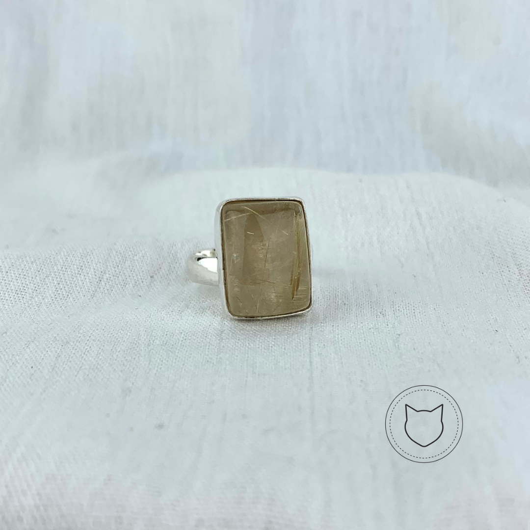 ANILLO DE PLATA 925 Y CUARZO RUTILADO TALLA AJUSTABLE AN2432M38