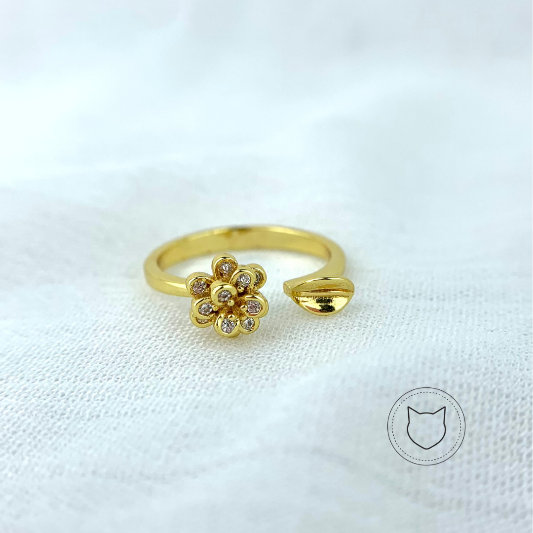 ANILLO DE BAÑO DE ORO Y CRISTALES TALLA 7 AN2659G64