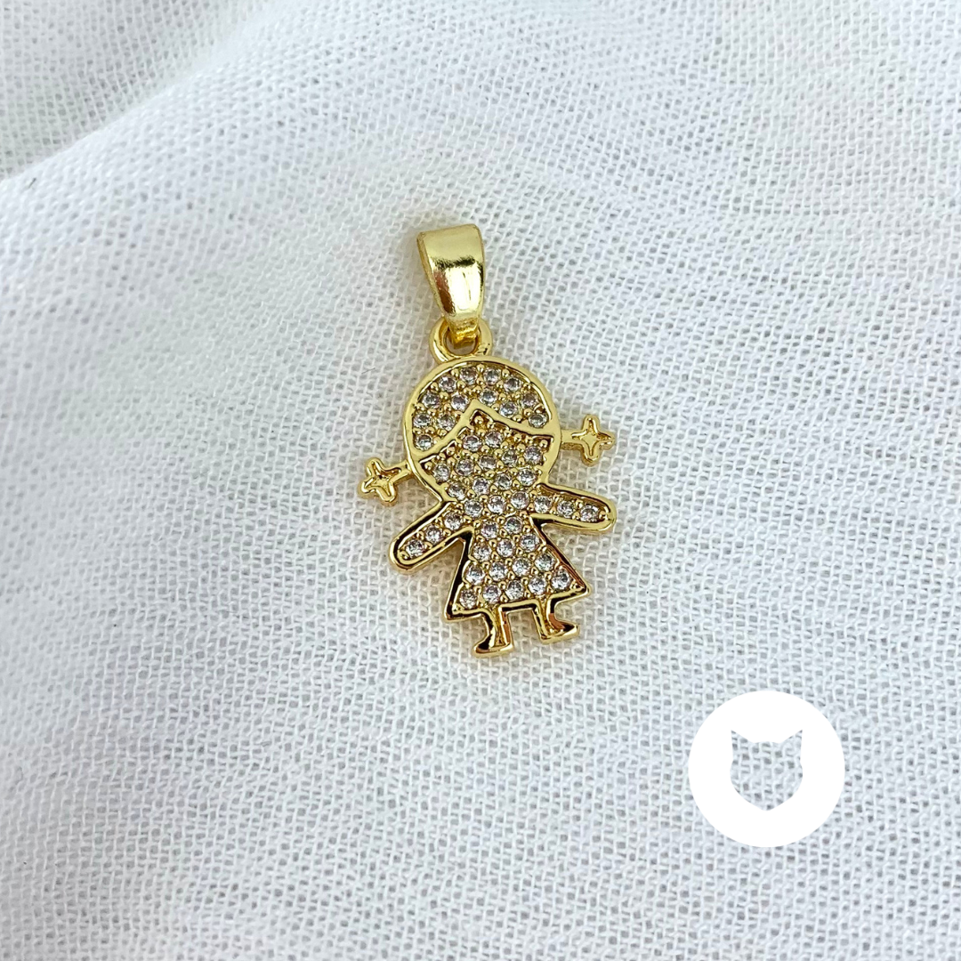 DIJE DE BAÑO DE ORO Y CRISTALES NIÑA DI0736G40