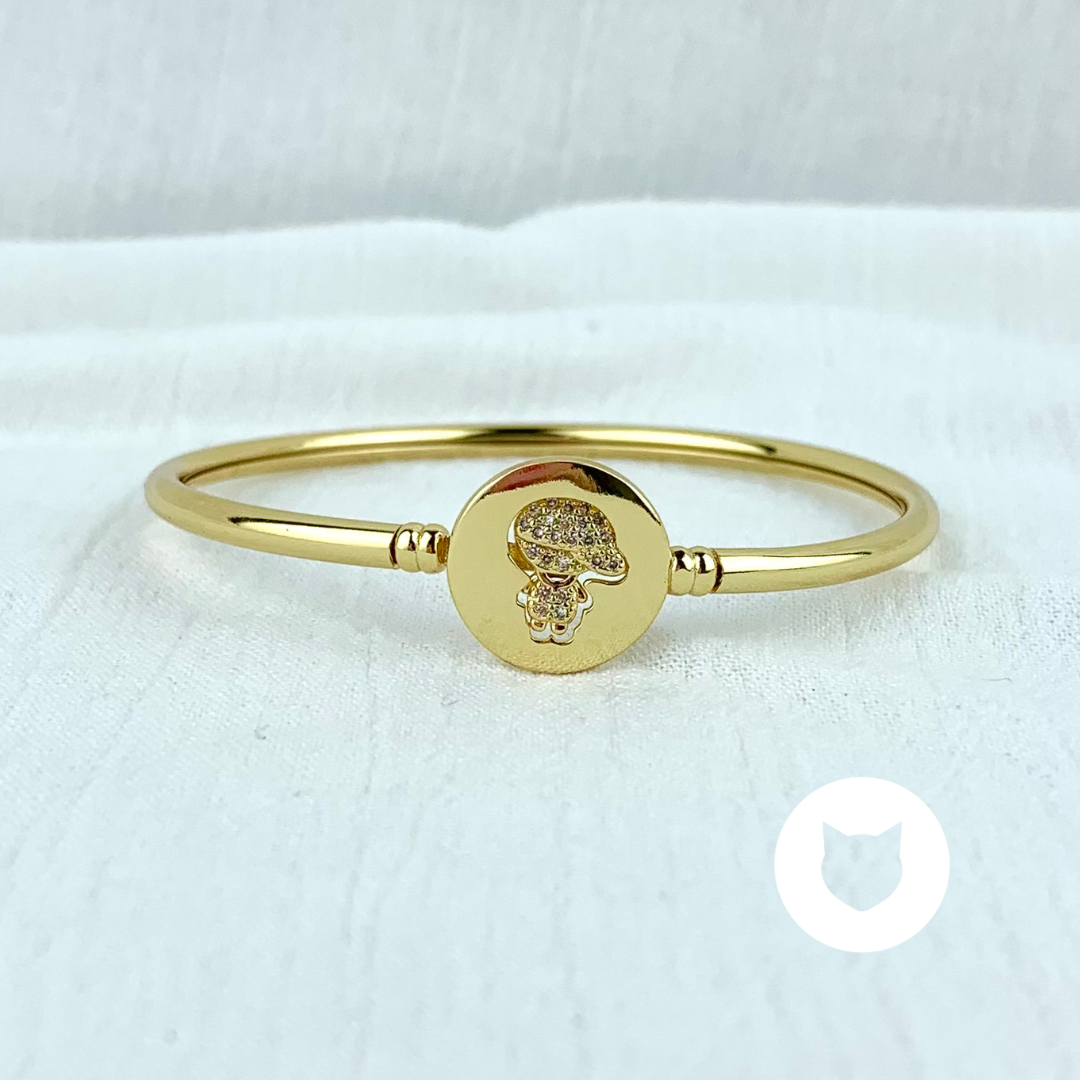BRAZALETE DE BRONCE CON BAÑO DE ORO Y CRISTALES​ NIÑO PU1708G32
