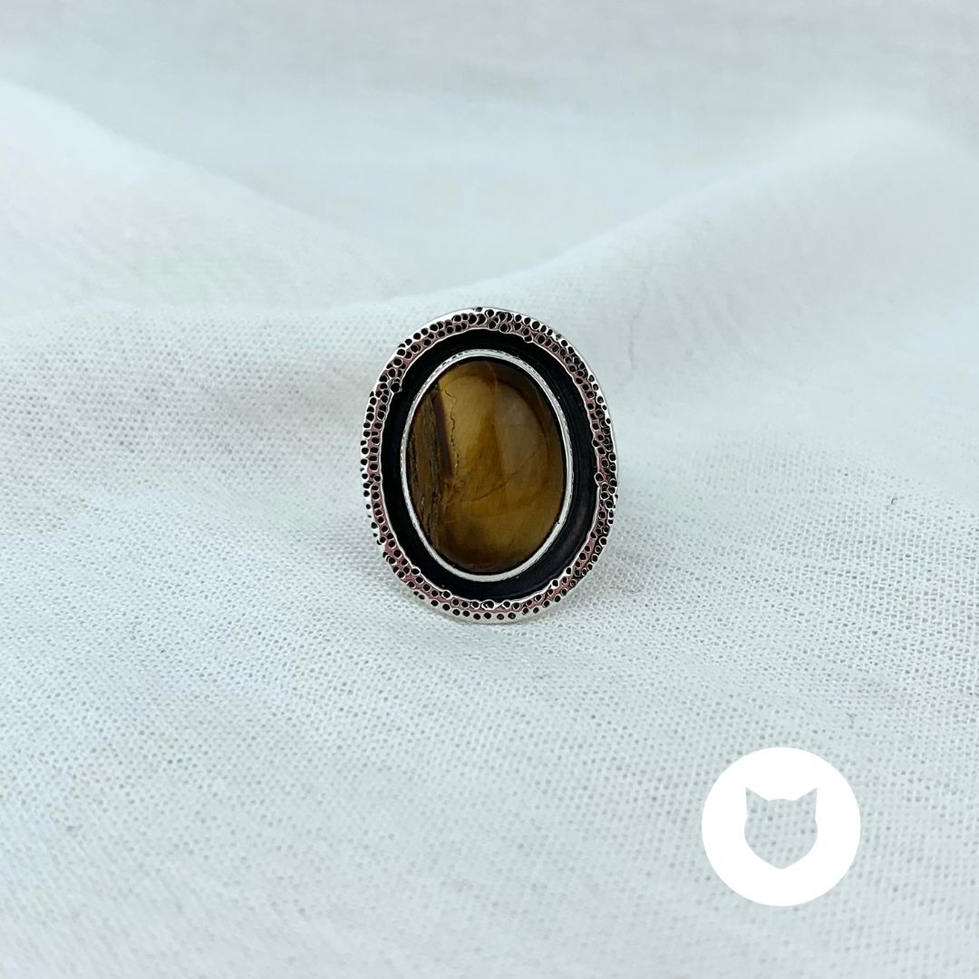ANILLO DE PLATA 925 Y OJO DE TIGRE TALLA AJUSTABLE AN3244M30