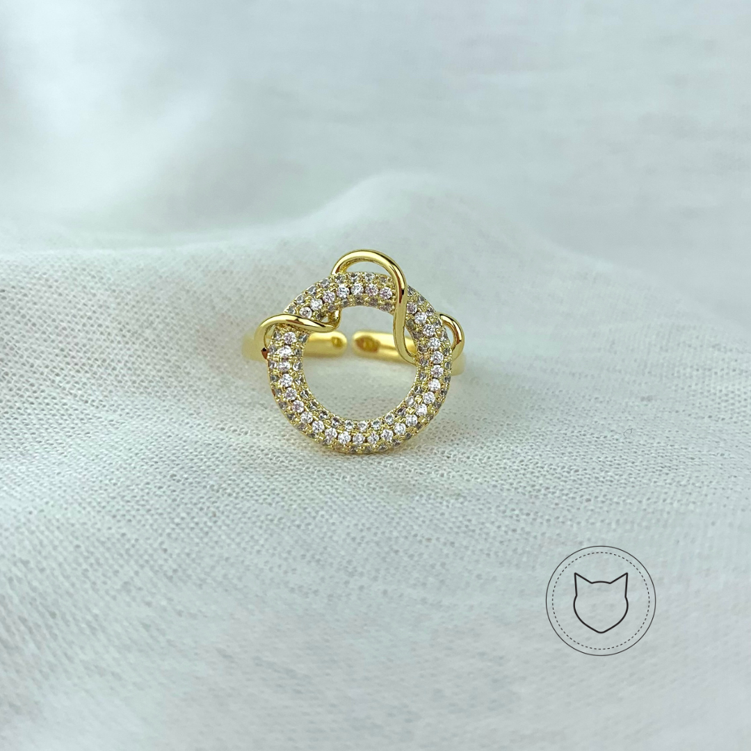 ANILLO DE BAÑO DE ORO Y CRISTALES AJUSTABLE AN2477G30