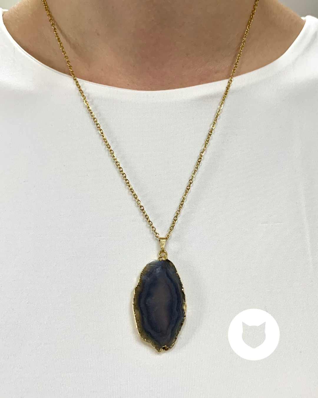 ​COLLAR DE ACERO INOXIDABLE CON ÁGATA CO1672G30