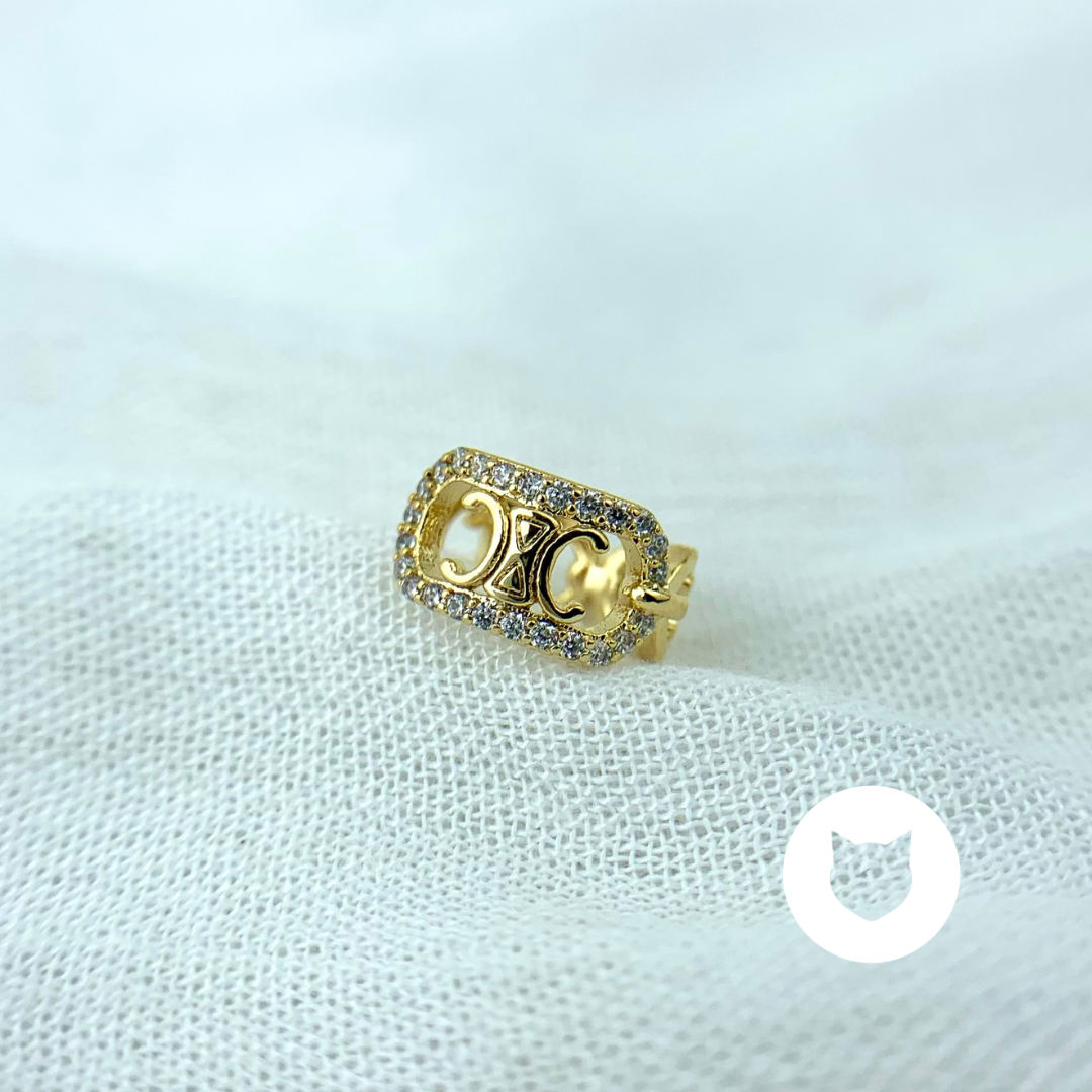 EARCUFF DE BAÑO DE ORO Y CRISTALES EA0589G30