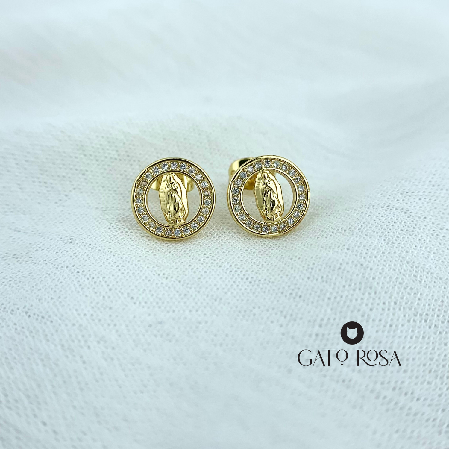ARETES BAÑO DE ORO VIRGEN DE GUADALUPE AR2433G30