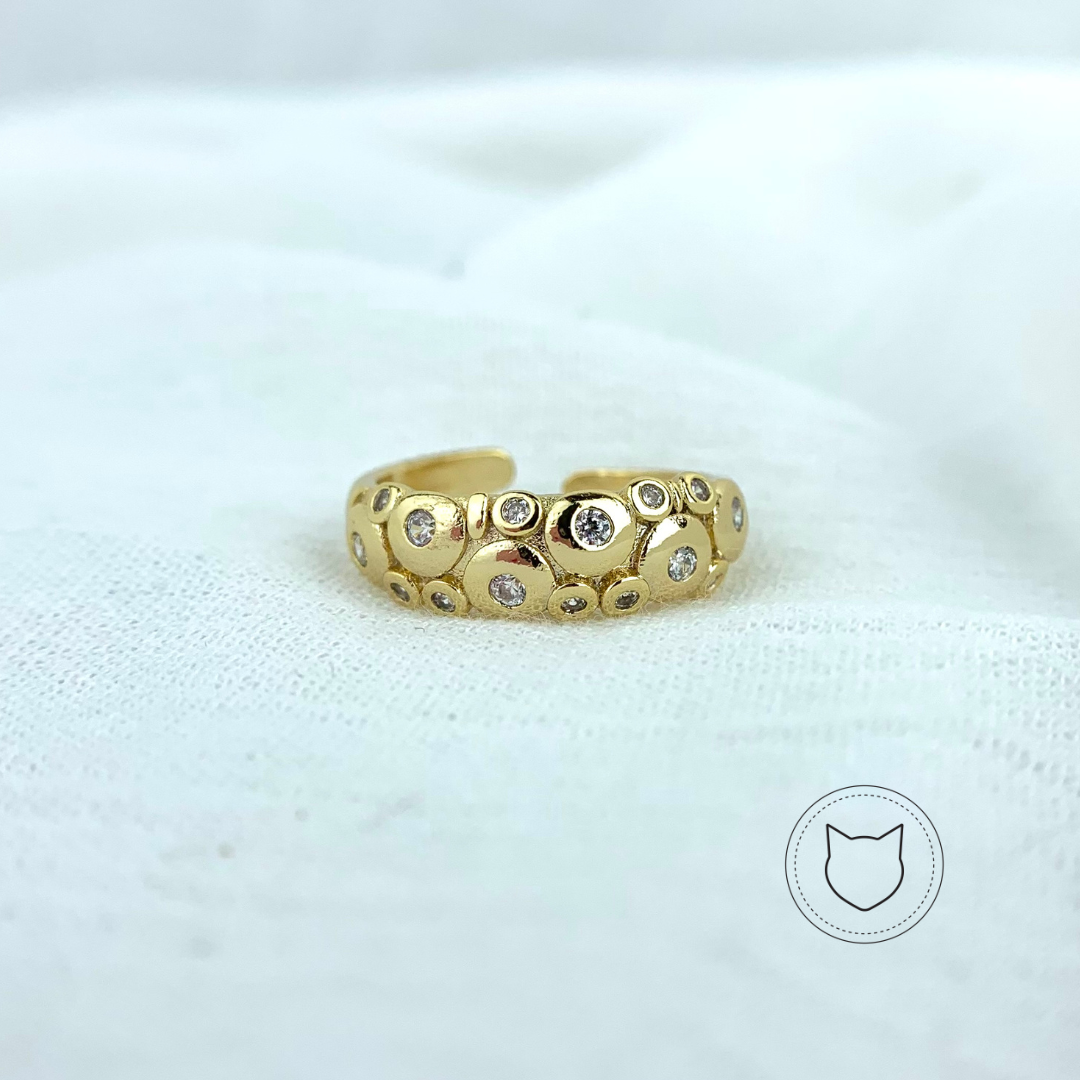 ANILLO DE BAÑO DE ORO Y CRISTALES TALLA AJUSTABLE AN3183G32