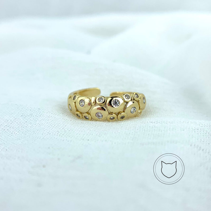 ANILLO DE BAÑO DE ORO Y CRISTALES TALLA AJUSTABLE AN3183G32