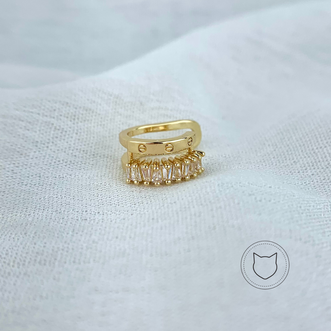 EARCUFF DE BAÑO DE ORO Y CRISTALES EA0154G33