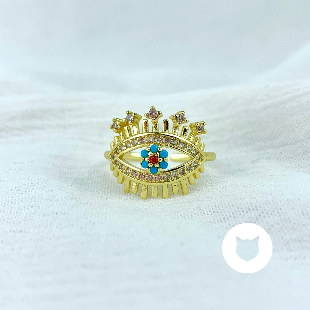 ANILLO DE BAÑO DE ORO Y CRISTALES OJO TURCO AN3331G30
