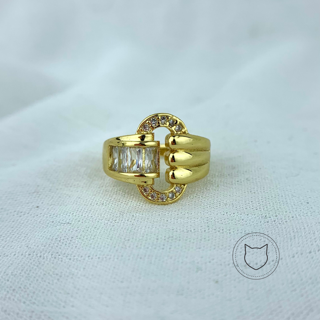 ANILLO DE BAÑO DE ORO Y CRISTALES TALLA 7 AN2764G47