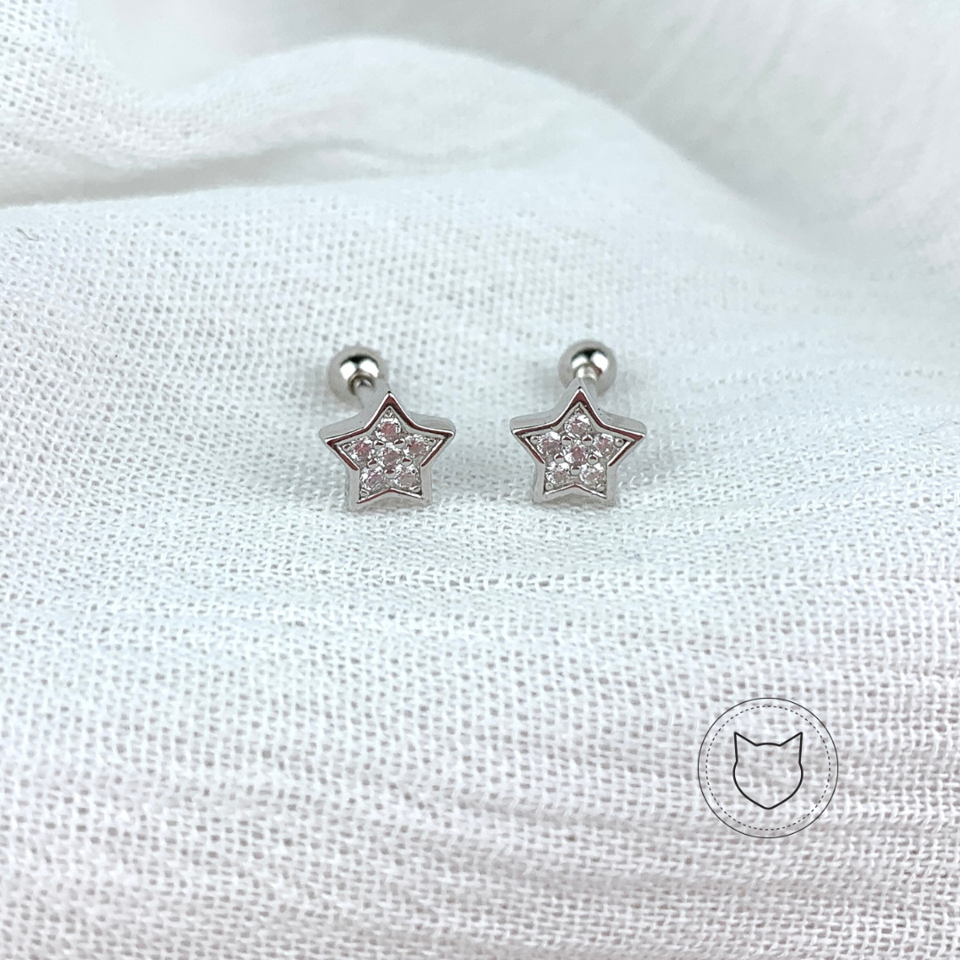 ARETES ESTRELLAS DE PLATA 925 Y CRISTALES AB0010L25