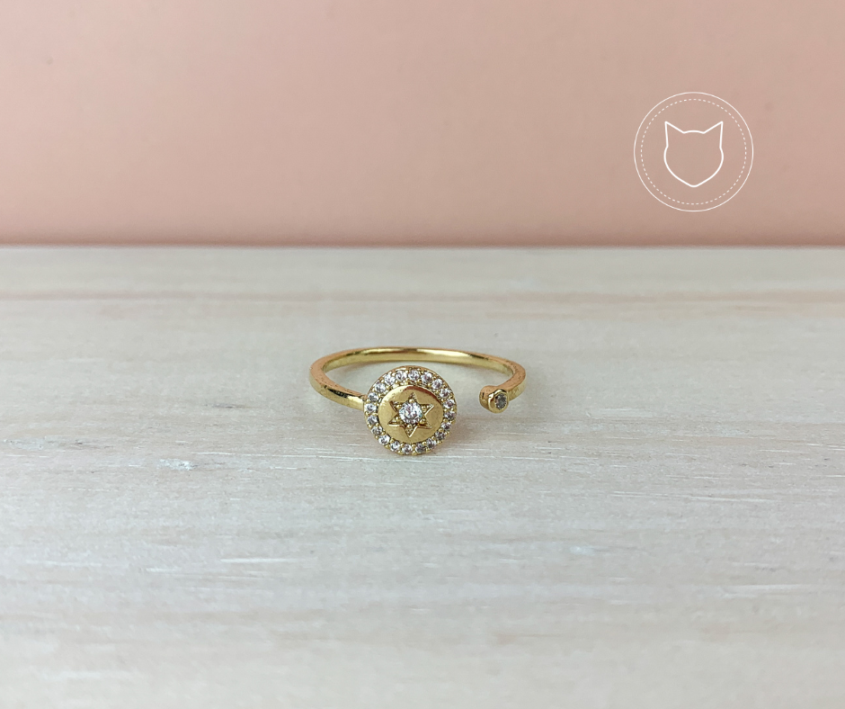 ANILLO DE BAÑO DE ORO Y CRISTALES TALLA 7