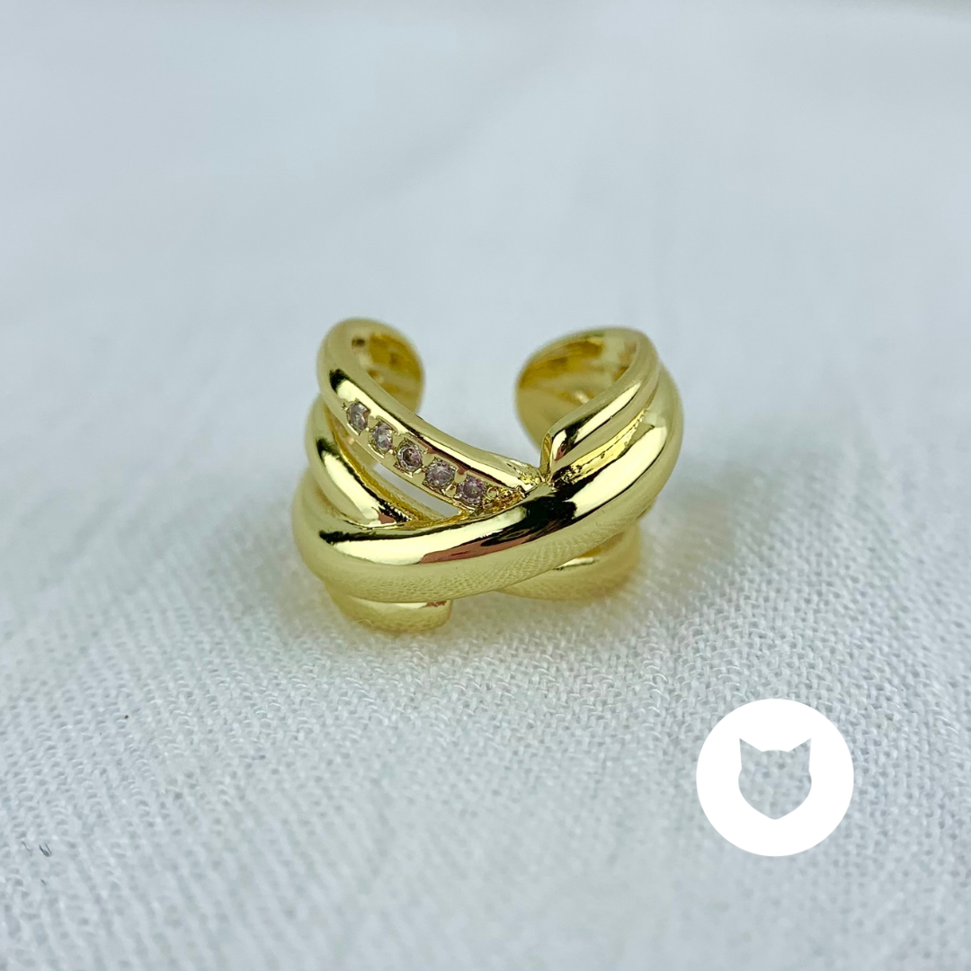 EARCUFF DE BAÑO DE ORO Y CRISTALES EA0639G36