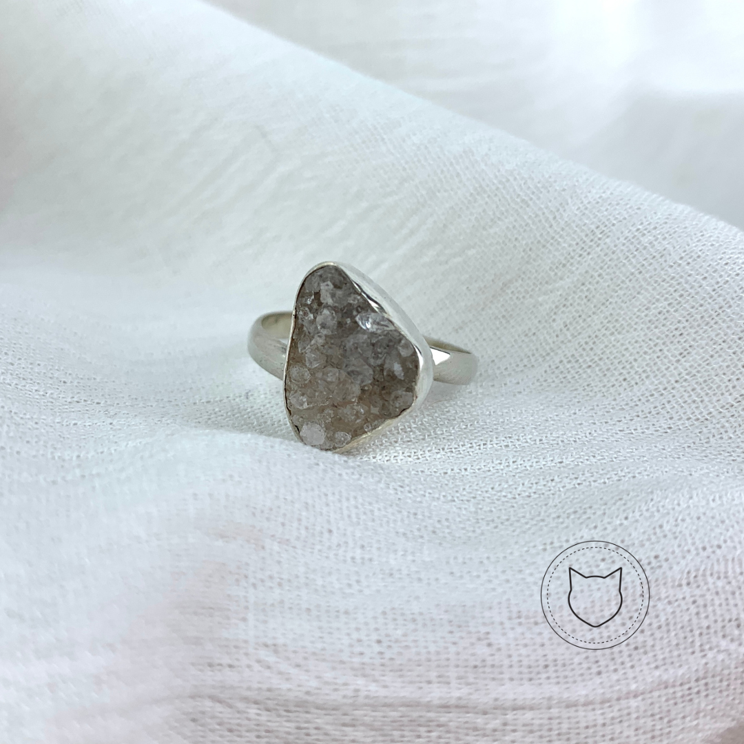 ANILLO DE PLATA 925 Y DRUSA GRIS TALLA AJUSTABLE AN1981M35