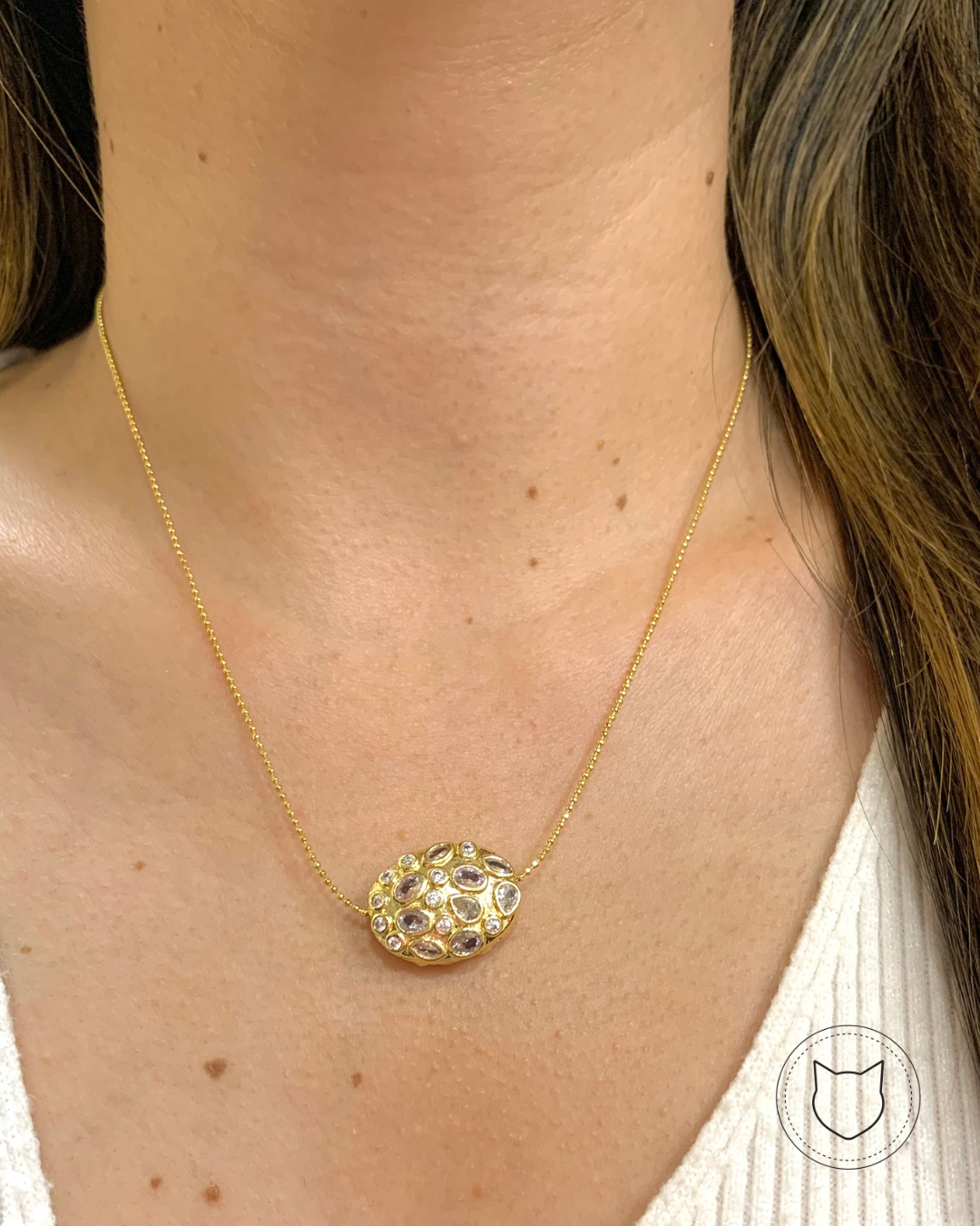COLLAR DE BAÑO DE ORO Y CRISTALES CO1075G32