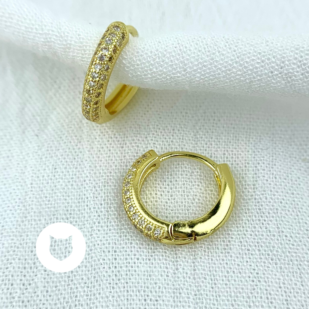ARGOLLAS DE BRONCE CON BAÑO DE ORO Y CRISTALES AG1593G30