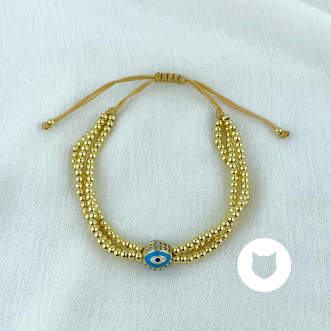 PULSERA DE BAÑO DE ORO Y CRISTALES  OJO TURCO PU1715G31