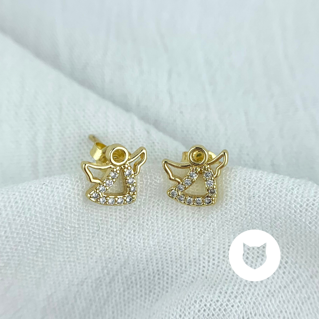 ARETES DE BAÑO DE ORO Y CRISTALES ÁNGEL AR2625G30