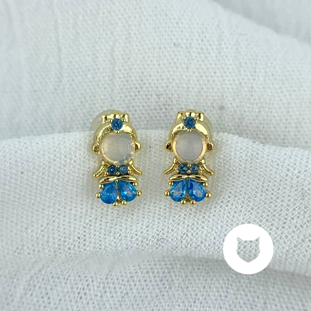 ARETES DE BAÑO DE ORO Y CRISTALES PRINCESA AR2630G39