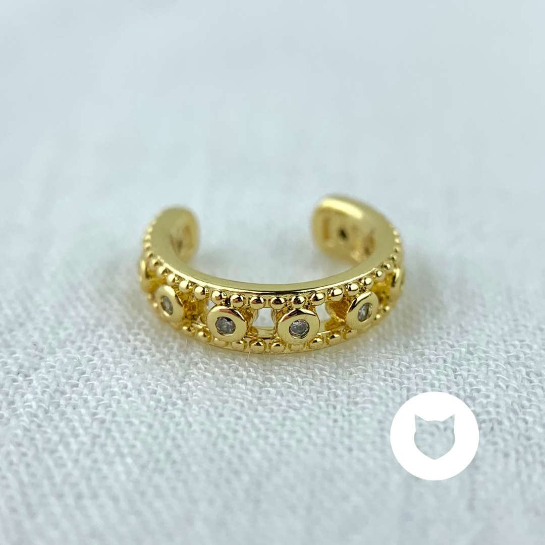 EARCUFF DE BAÑO DE ORO Y CRISTALES EA0667G30