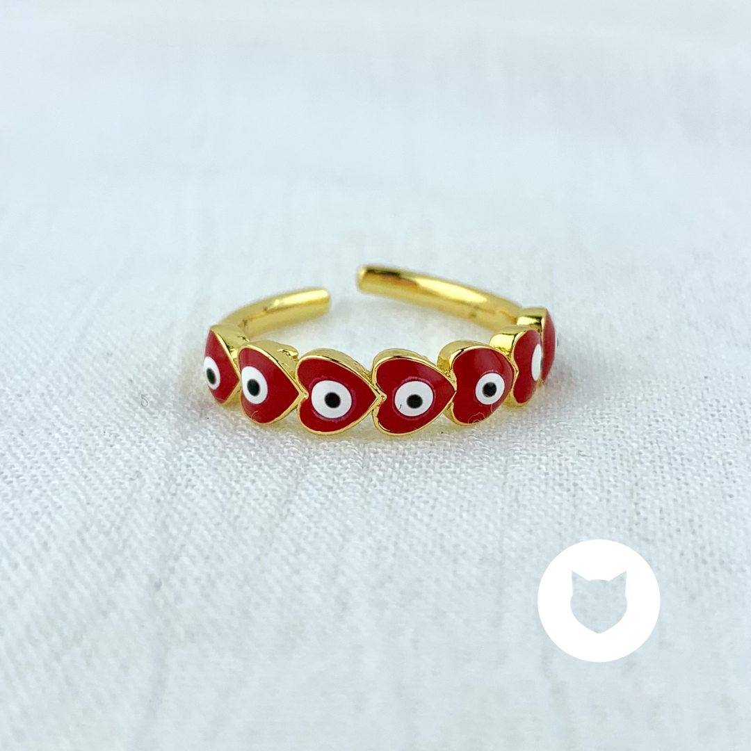 ANILLO DE BAÑO DE ORO Y CRISTALES OJOS TURCOS AN3485G36