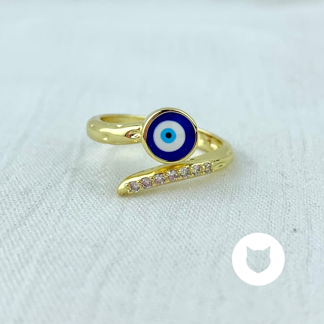 ANILLO DE BAÑO DE ORO Y CRISTALES OJO TURCO AN3489G54