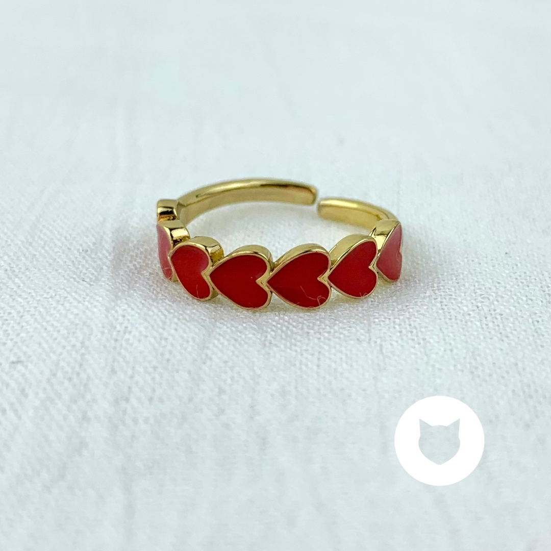 ANILLO DE BAÑO DE ORO Y CRISTALES CORAZONES AN3491G32