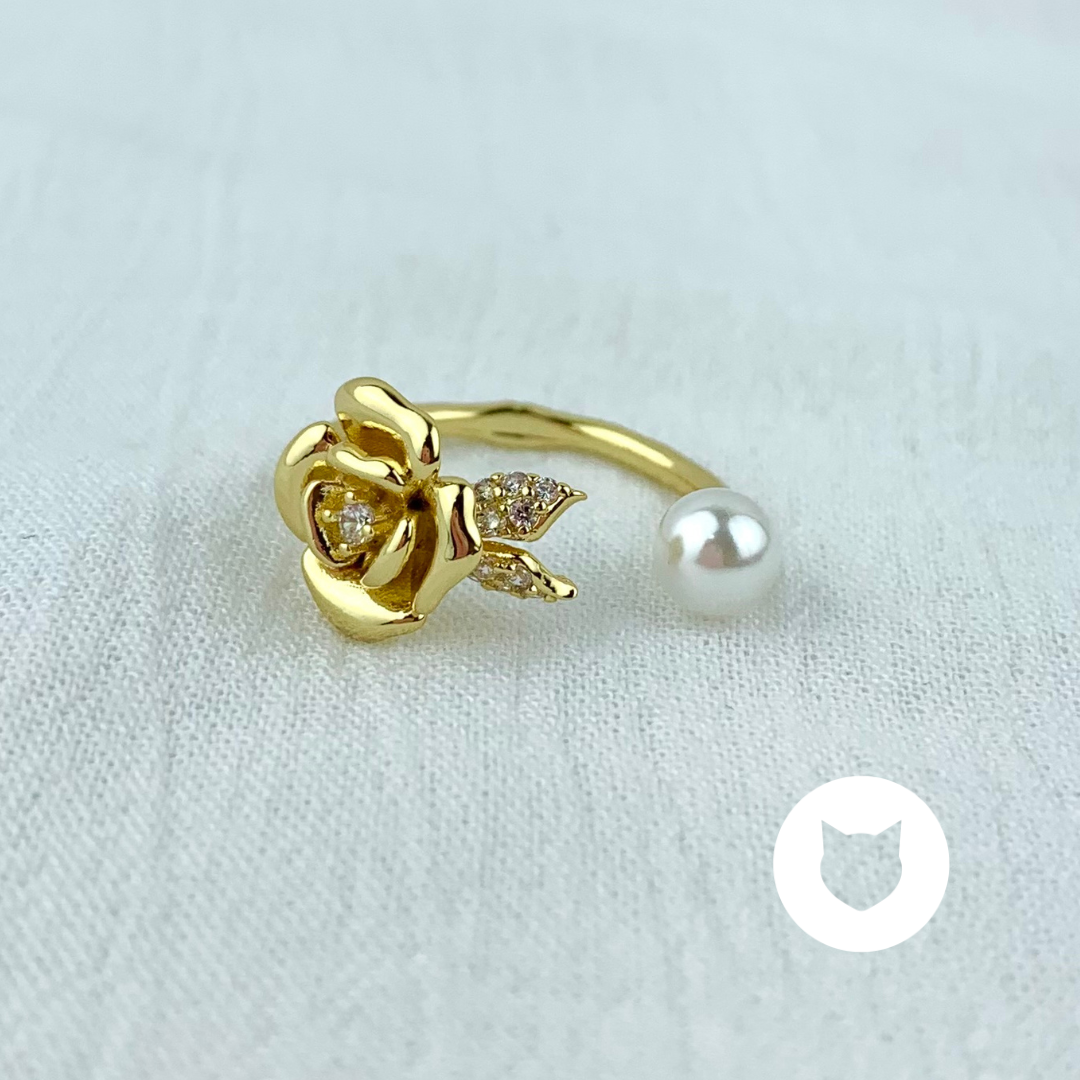 ANILLO DE BAÑO DE ORO Y CRISTALES FLOR AN3494G50