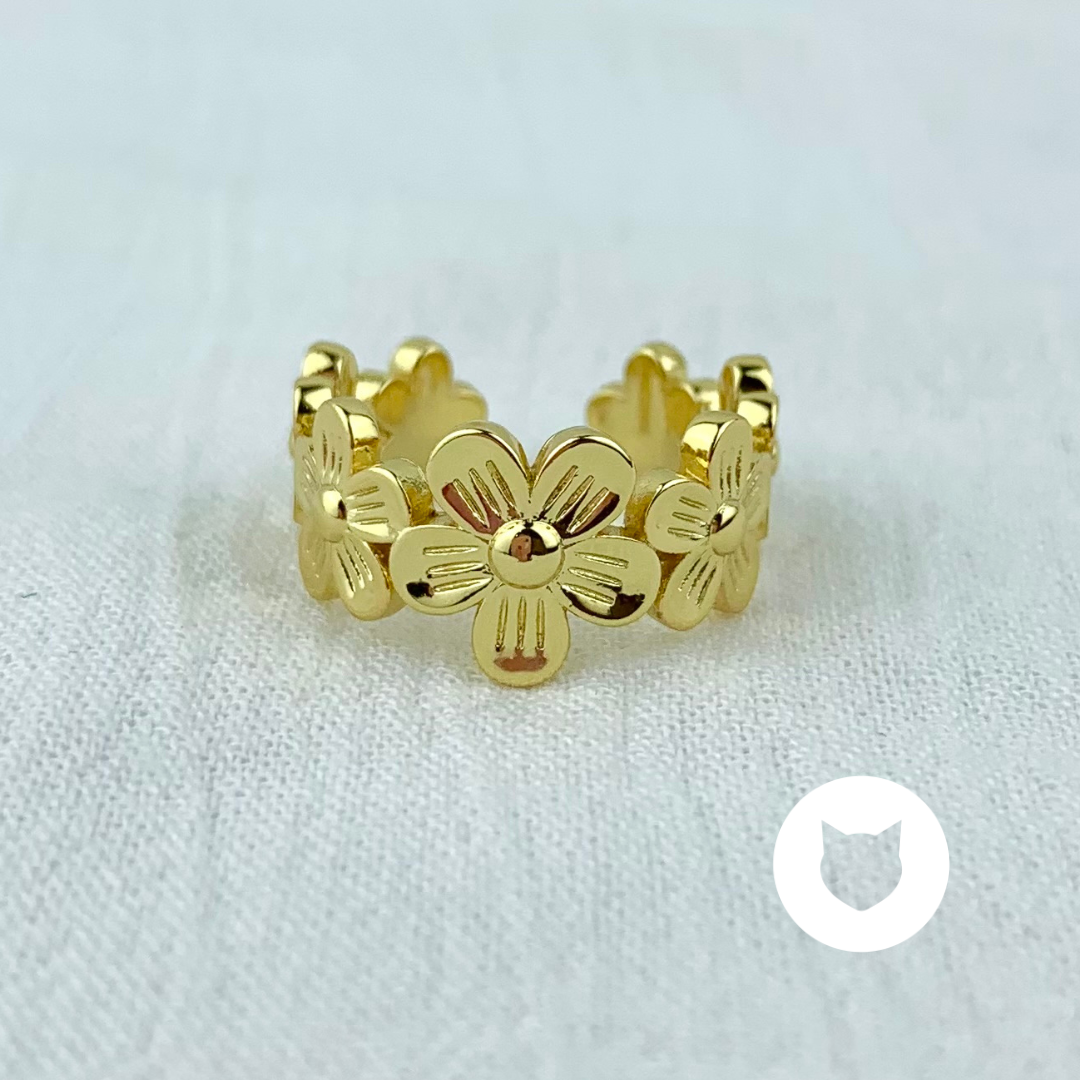 ANILLO DE BA�O DE ORO FLORES AN3495G42