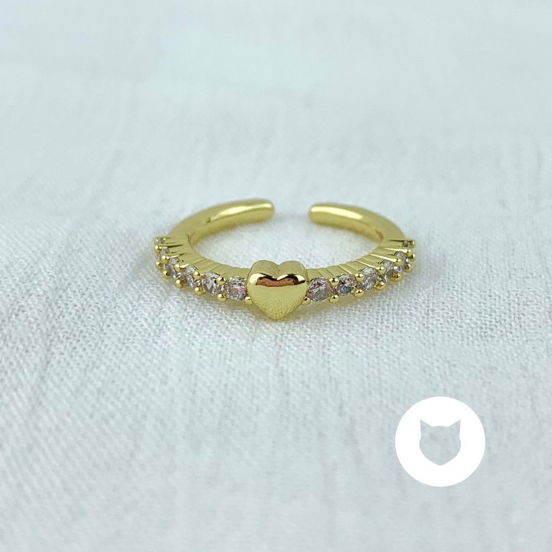 ANILLO DE BAÑO DE ORO Y CRISTALES CORAZÓN AN3496G37