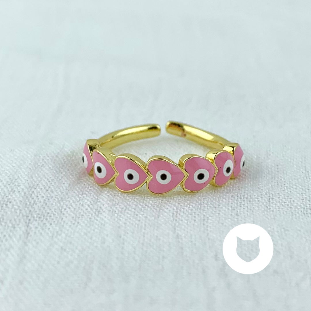 ANILLO DE BAÑO DE ORO Y CRISTALES OJOS TURCOS AN3497G36
