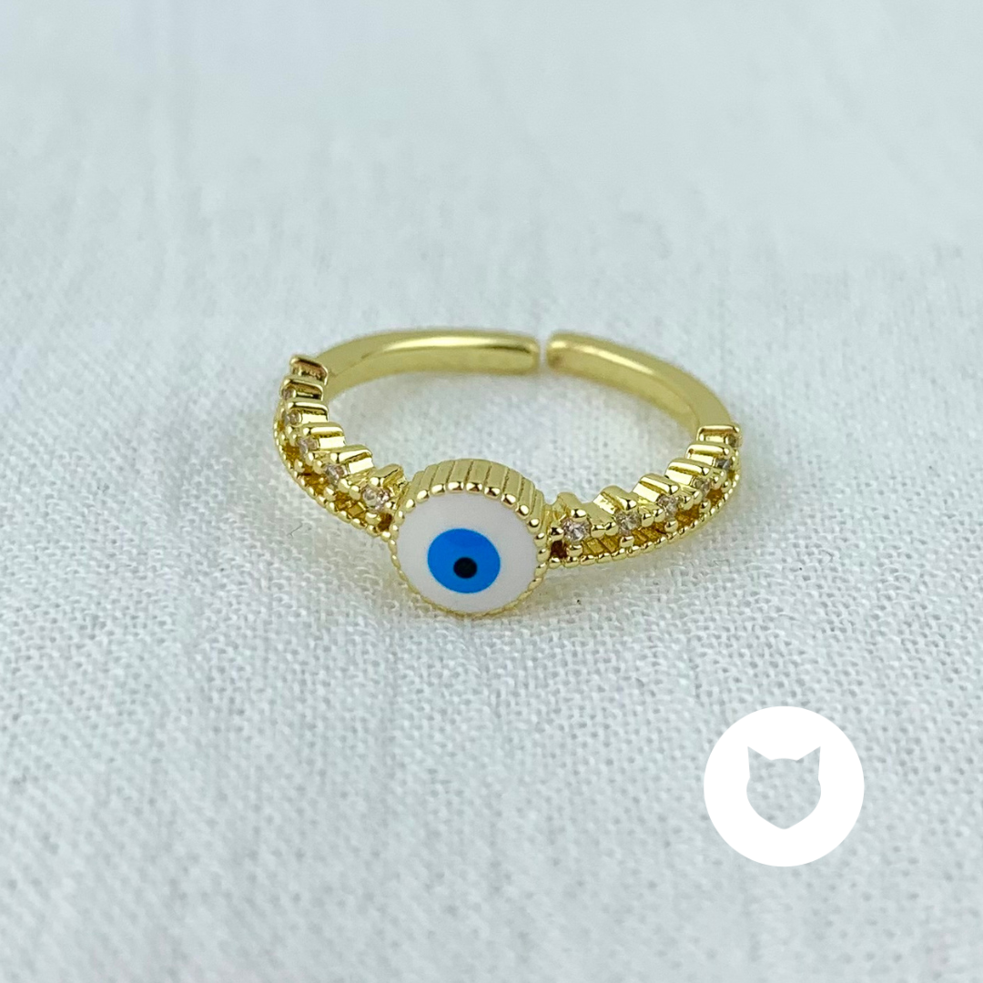 ANILLO DE BAÑO DE ORO Y CRISTALES OJO TURCO AN3508G37