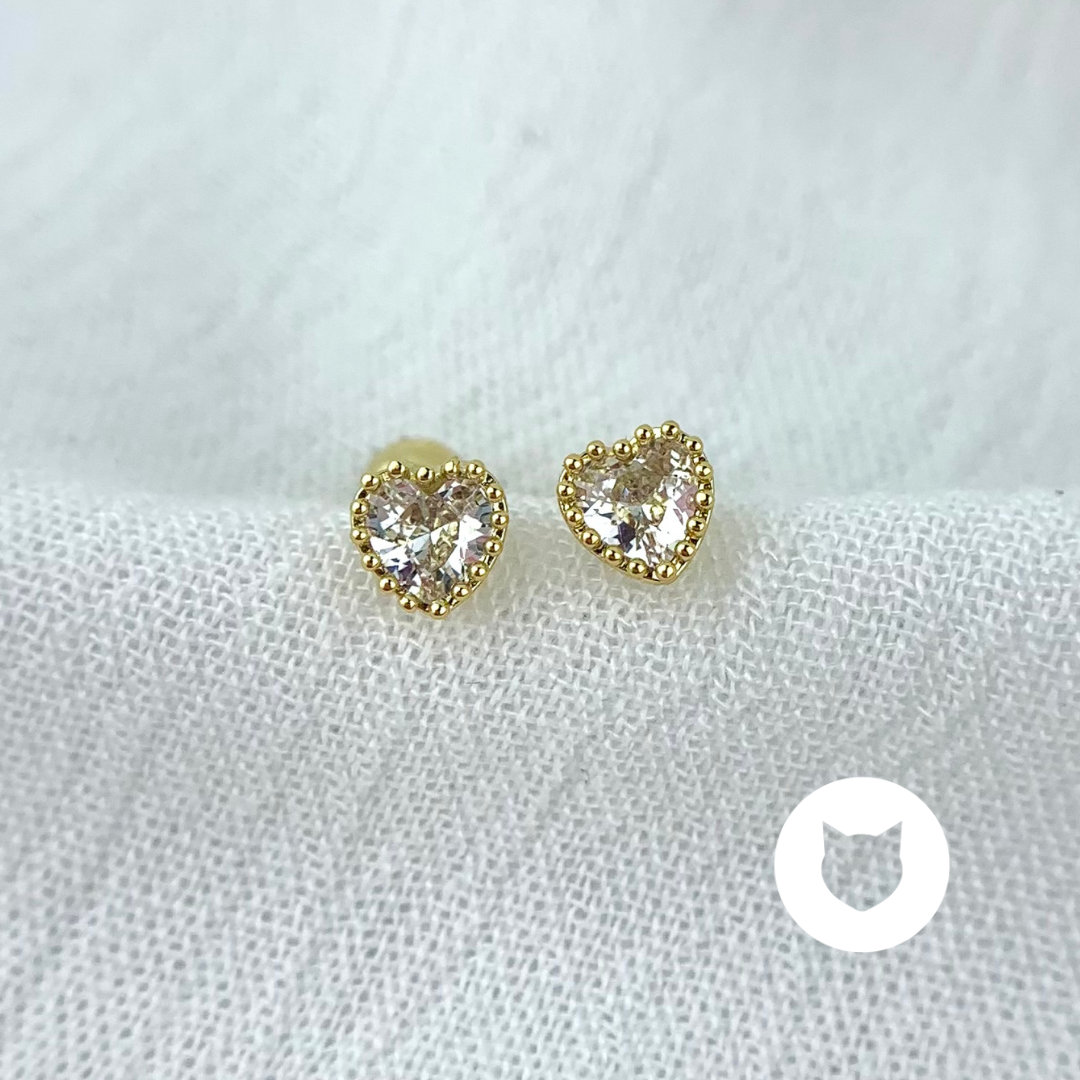 ARETES DE BAÑO DE ORO Y CRISTALES CORAZÓN AB0443G29