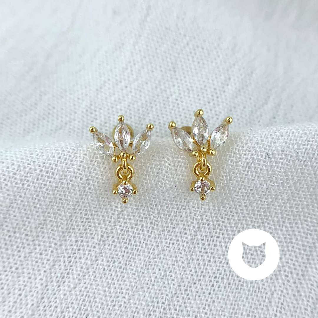 ARETES DE BAÑO DE ORO Y CRISTALES AB0449G29
