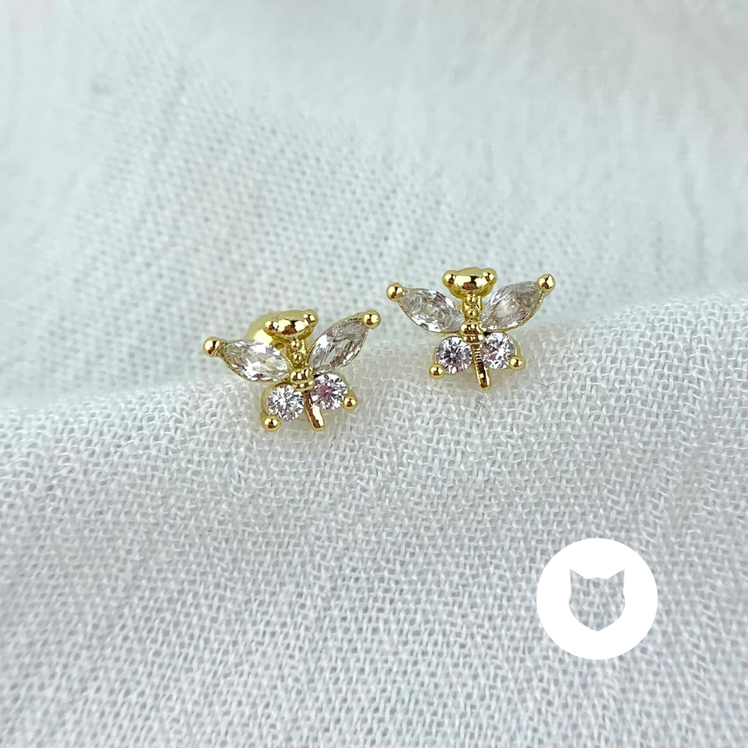ARETES DE BAÑO DE ORO Y CRISTALES MARIPOSA AB0450G29