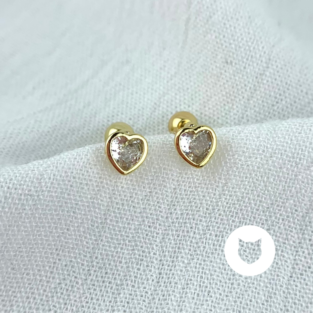 ARETES DE BAÑO DE ORO Y CRISTALES CORAZÓN AB0455G29