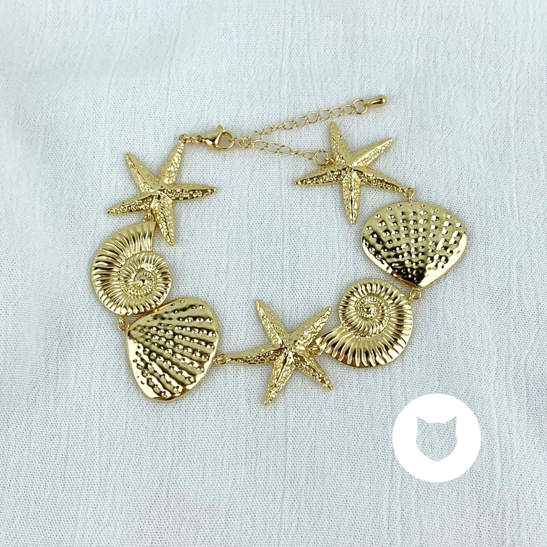 PULSERA DE BAÑO DE ORO FORMAS MARINAS PU1723G35