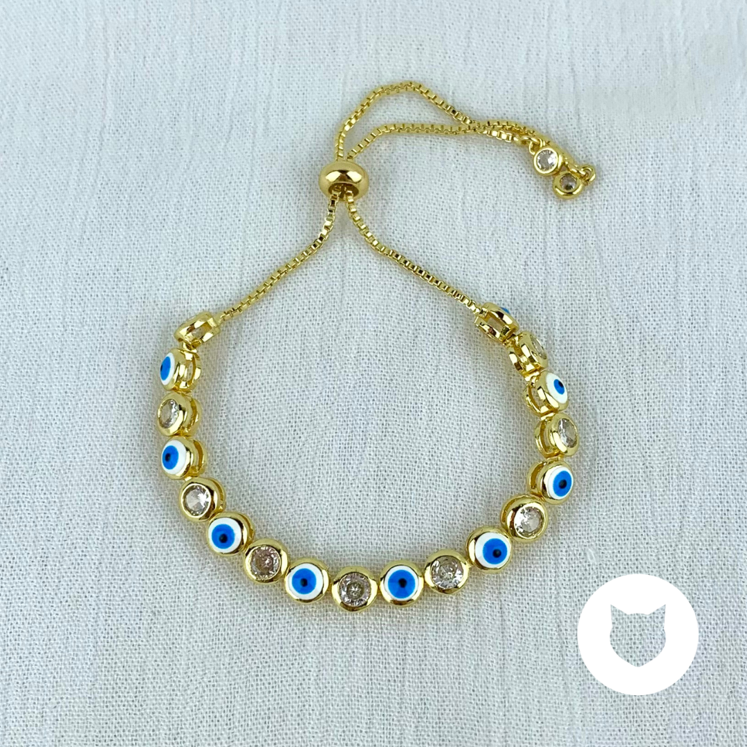 PULSERA DE BRONCE CON BAÑO DE ORO  OJOS TURCOS PU1730G31