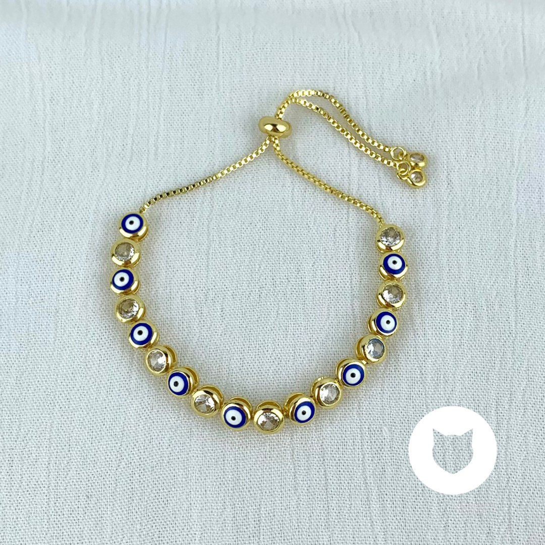 PULSERA DE BRONCE CON BAÑO DE ORO OJOS TURCOS PU1731G31