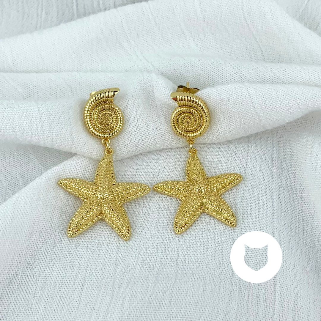 ​​ARETES DE BAÑO DE ORO FIGURAS MARINAS AR2637G32